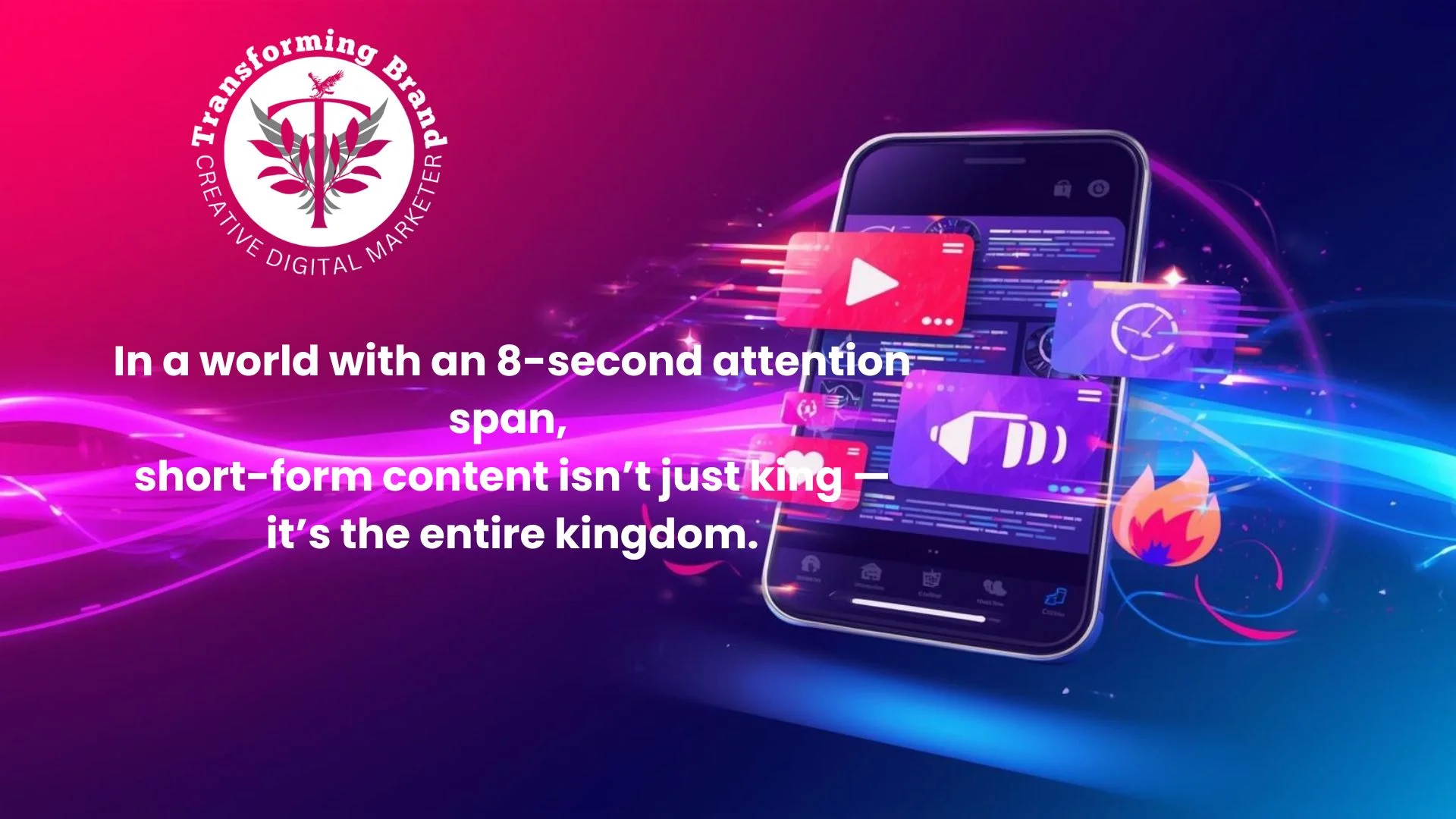 A smartphone displaying viral short-form video elements against a vibrant purple and blue background, representing the content strategies of the best digital marketing agency in Patna.